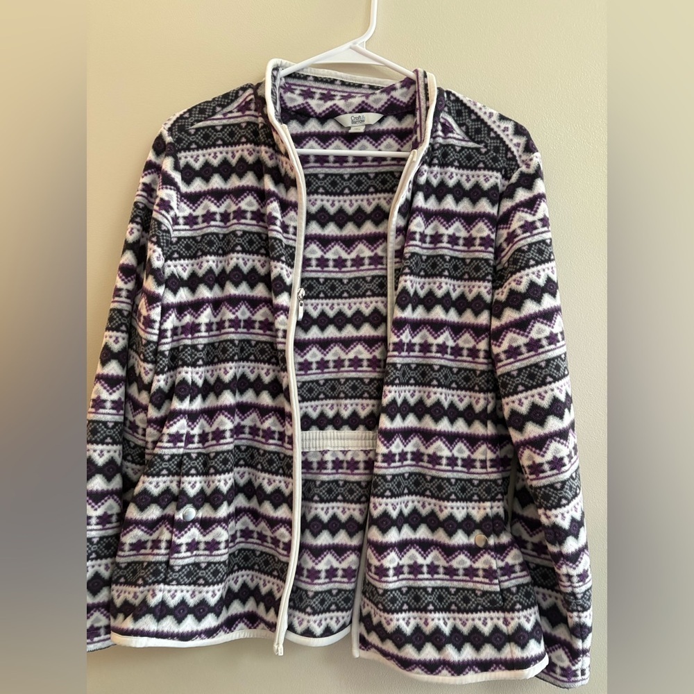 Croft & Barrow Purple and Black Patterned Cardigan